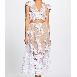 Dress the population Juliana lace and nude dress